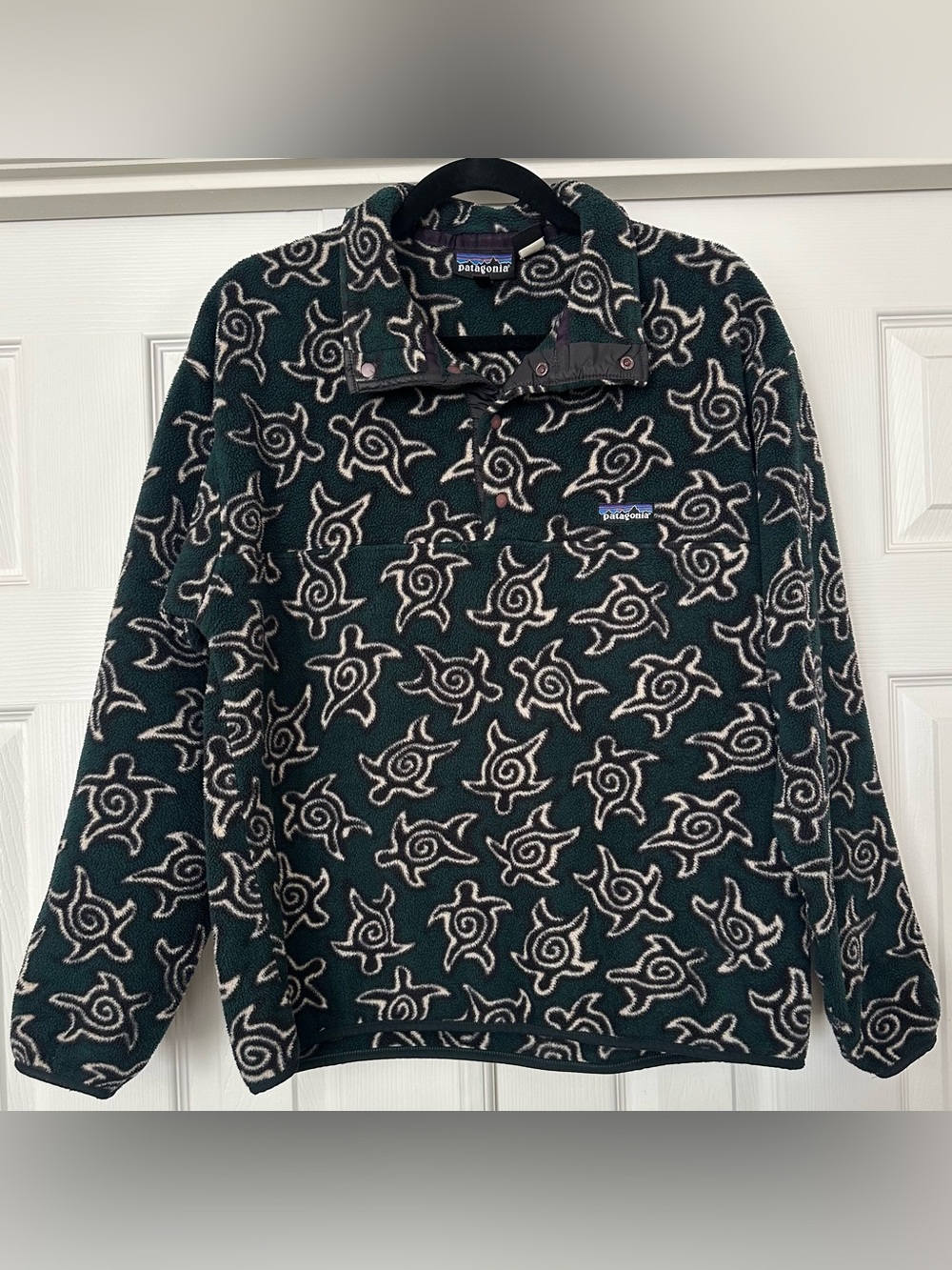 Vintage 1995 Patagonia Zen Turtle Synchilla Snap-T Fleece Pullover green medium